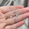 Sterling Silver Long Earring, with White Cubic Zirconia, Polished, Silver Finish, 02.401.0069