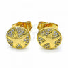 Oro Laminado Stud Earring, Gold Filled Style with White Cubic Zirconia, Polished, Golden Finish, 02.344.0035