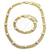 Oro Laminado Necklace and Bracelet, Gold Filled Style with Aurore Boreale Crystal, Polished, Golden Finish, 06.185.0019