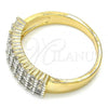 Oro Laminado Multi Stone Ring, Gold Filled Style with White Cubic Zirconia, Polished, Two Tone, 01.210.0067.08 (Size 8)