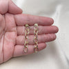 Oro Laminado Long Earring, Gold Filled Style Diamond Cutting Finish, Golden Finish, 02.213.0654