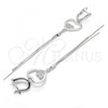Sterling Silver Long Earring, Heart Design, with White Micro Pave, Polished, Rhodium Finish, 02.186.0094