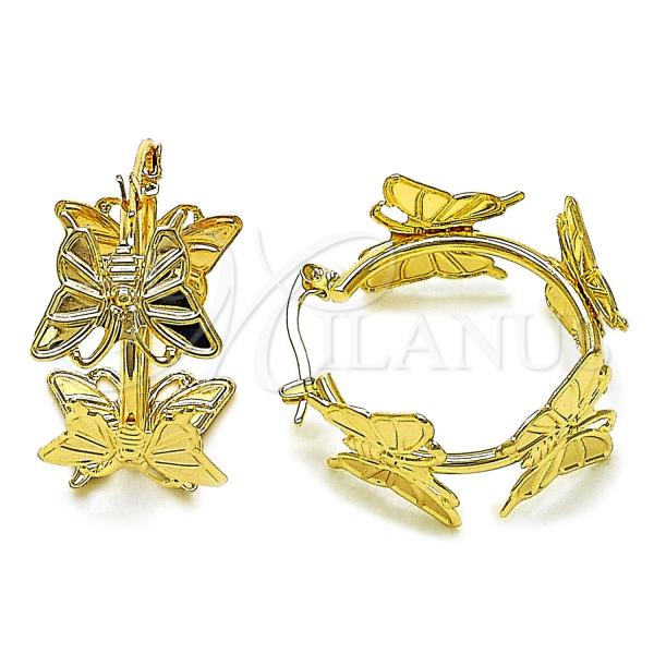Gold Filled Hoop Earrings — Small Hoop Butterfly Design Polished 02. — main product view — SKU 157007 | Oro Laminado aretes de aro — aro pequeño mariposa diseño pulido 02. — SKU 157007