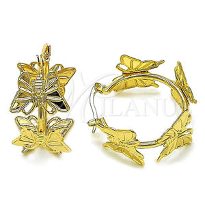 Gold Filled Hoop Earrings — Small Hoop Butterfly Design Polished 02. — main product view — SKU 157007 | Oro Laminado aretes de aro — aro pequeño mariposa diseño pulido 02. — SKU 157007
