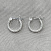 Sterling Silver Small Hoop, Hollow Design, Diamond Cutting Finish, Silver Finish, 02.401.0003.12