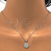 Sterling Silver Earring and Pendant Adult Set, Flower Design, with White Cubic Zirconia, Polished, Rhodium Finish, 10.175.0048