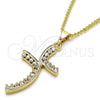 Oro Laminado Pendant Necklace, Gold Filled Style with White Cubic Zirconia, Polished, Golden Finish, 04.284.0014.22