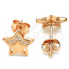 Sterling Silver Stud Earring, Star Design, with White Micro Pave, Polished, Rose Gold Finish, 02.336.0042.1