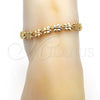 Oro Laminado Fancy Anklet, Gold Filled Style Butterfly Design, Polished, Golden Finish, 03.210.0066.10