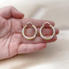 Oro Laminado Medium Hoop, Gold Filled Style Hollow Design, Diamond Cutting Finish, Tricolor, 02.213.0311.1.30