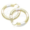 Oro Laminado Large Hoop, Gold Filled Style Polished, Tricolor, 02.170.0111.1.50