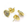 Oro Laminado Stud Earring, Gold Filled Style with Multicolor Micro Pave, Polished, Golden Finish, 02.156.0547.1