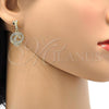 Oro Laminado Dangle Earring, Gold Filled Style Heart and Love Knot Design, with White Crystal, Polished, Golden Finish, 02.63.2490