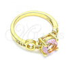 Oro Laminado Multi Stone Ring, Gold Filled Style with Pink and White Cubic Zirconia, Polished, Golden Finish, 01.284.0053.07