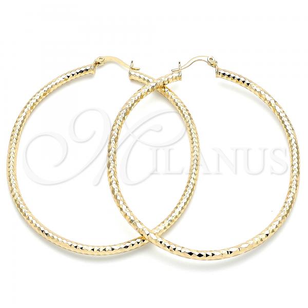 Oro Laminado Large Hoop, Gold Filled Style Diamond Cutting Finish, Golden Finish, 02.213.0238.60