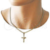 Oro Laminado Necklace and Bracelet, Gold Filled Style Crucifix Design, Polished, Golden Finish, 06.63.0265