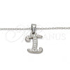 Stainless Steel Pendant Necklace, Initials and Rolo Design, with White Crystal, Polished, Steel Finish, 04.238.0008.1.18