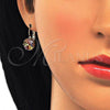 Oro Laminado Leverback Earring, Gold Filled Style with Multicolor Cubic Zirconia, Polished, Golden Finish, 02.210.0225.1