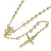 Oro Laminado Thin Rosary, Gold Filled Style Guadalupe and Crucifix Design, Polished, Golden Finish, 09.213.0029.24