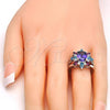 Rhodium Plated Multi Stone Ring, with Multicolor Cubic Zirconia, Polished, Rhodium Finish, 01.206.0004.1.07 (Size 7)