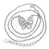 Sterling Silver Pendant Necklace, Butterfly Design, with White Cubic Zirconia, Polished, Rhodium Finish, 04.336.0044.16