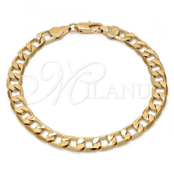 Oro Laminado Basic Bracelet, Gold Filled Style Curb Design, Polished, Golden Finish, 5.222.003.07
