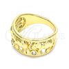 Oro Laminado Multi Stone Ring, Gold Filled Style Elephant Design, with White Cubic Zirconia, Polished, Golden Finish, 01.380.0002.07