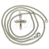 Rhodium Plated Pendant Necklace, Cross Design, with Multicolor Cubic Zirconia, Polished, Rhodium Finish, 04.284.0009.7.22