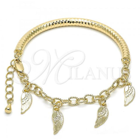 Oro Laminado Charm Bracelet, Gold Filled Style Hollow Design, Diamond Cutting Finish, Golden Finish, 03.63.1822.08