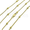 Oro Laminado Basic Necklace, Gold Filled Style Miami Cuban and Ball Design, Polished, Golden Finish, 04.213.0322.24