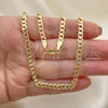Oro Laminado Basic Necklace, Gold Filled Style Curb Design, Polished, Golden Finish, 04.213.0237.22