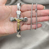Stainless Steel Pendant Necklace, Crucifix Design, Polished, Two Tone, 04.116.0043.30