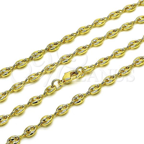 Oro Laminado Basic Necklace, Gold Filled Style Puff Mariner Design, Polished, Golden Finish, 04.326.0004.18
