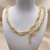 Oro Laminado Necklace and Bracelet, Gold Filled Style Diamond Cutting Finish, Golden Finish, 06.372.0064