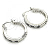 Rhodium Plated Small Hoop, with Black and White Cubic Zirconia, Polished, Rhodium Finish, 02.210.0267.8.25