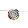 Rhodium Plated Pendant Necklace, Initials Design, with Multicolor Cubic Zirconia, Polished, Rhodium Finish, 04.210.0017.3.20