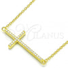 Sterling Silver Pendant Necklace, Cross Design, with White Cubic Zirconia, Polished, Golden Finish, 04.336.0054.2.16