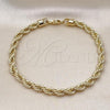 Oro Laminado Basic Anklet, Gold Filled Style Rope Design, Polished, Golden Finish, 04.213.0206.10