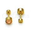 Stainless Steel Stud Earring, with Champagne Crystal, Polished, Golden Finish, 02.271.0008.2