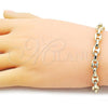 Oro Laminado Fancy Bracelet, Gold Filled Style Puff Mariner Design, Polished, Golden Finish, 03.213.0262.08