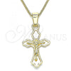 Oro Laminado Pendant Necklace, Gold Filled Style Crucifix Design, Polished, Golden Finish, 04.242.0105.20