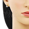 Oro Laminado Stud Earring, Gold Filled Style with White Cubic Zirconia, Polished, Golden Finish, 02.213.0358.2