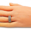 Oro Laminado Multi Stone Ring, Gold Filled Style Leaf Design, Polished, Golden Finish, 01.346.0019.3.07