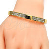 Gold Tone Individual Bangle, with White Crystal, Polished, Golden Finish, 07.252.0027.05.GT (07 MM Thickness, Size 5 - 2.50 Diameter)
