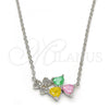 Rhodium Plated Pendant Necklace, Heart Design, with Multicolor Cubic Zirconia, Polished, Rhodium Finish, 04.213.0034.3.16