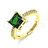 Oro Laminado Multi Stone Ring, Gold Filled Style with Green Cubic Zirconia and White Micro Pave, Polished, Golden Finish, 01.284.0056