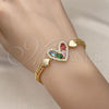 Oro Laminado Fancy Bracelet, Gold Filled Style Heart Design, with Multicolor Cubic Zirconia and White Micro Pave, Polished, Golden Finish, 03.283.0323.07