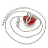Rhodium Plated Pendant Necklace, Heart Design, with Padparadscha Swarovski Crystals and White Micro Pave, Polished, Rhodium Finish, 04.239.0002.3.16