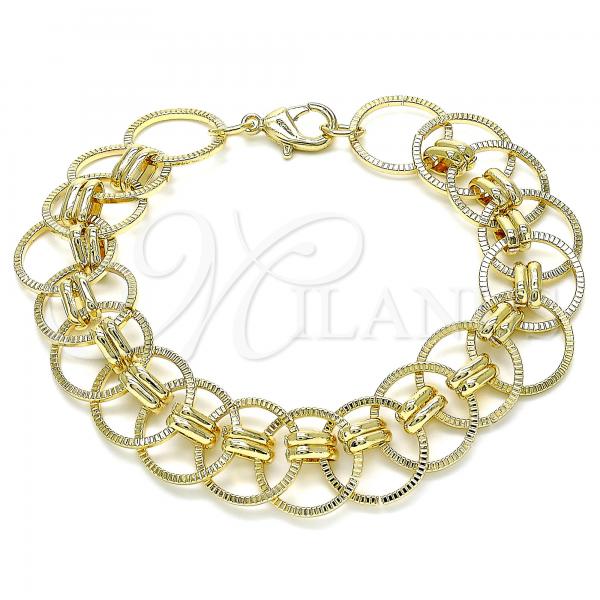 Oro Laminado Charm Bracelet, Gold Filled Style Polished, Golden Finish, 03.331.0184.08