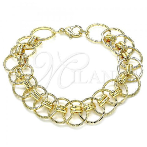 Oro Laminado Charm Bracelet, Gold Filled Style Polished, Golden Finish, 03.331.0184.08